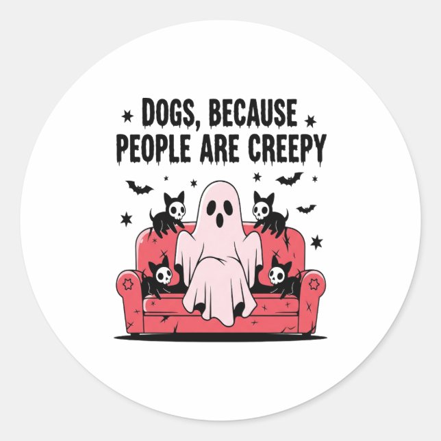 Spooky Halloween Dog Spooky Ghost Png 2 Classic Round Sticker (Front)