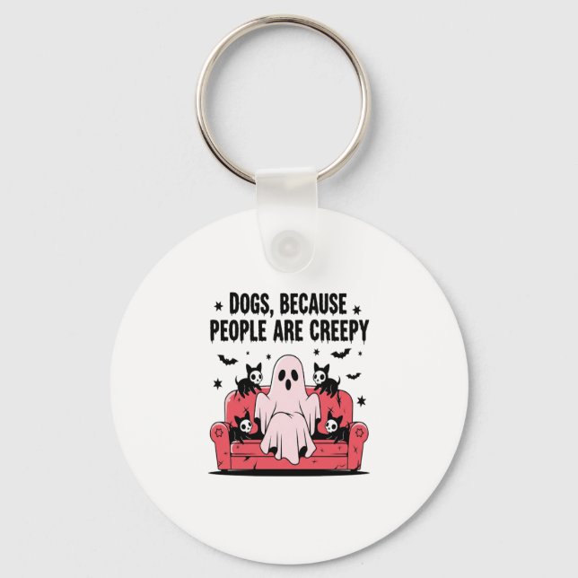 Spooky Halloween Dog Spooky Ghost Png 2 Key Ring (Front)