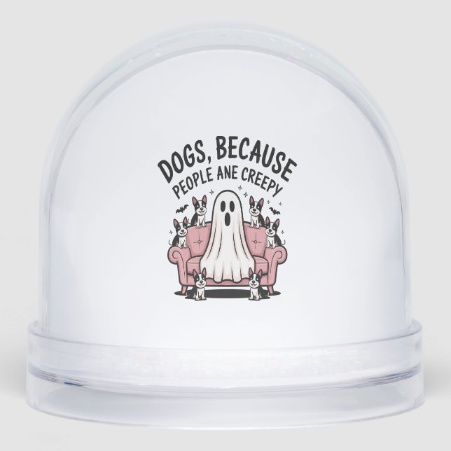 Spooky Halloween Dog Spooky Ghost Snowglobe (Front)