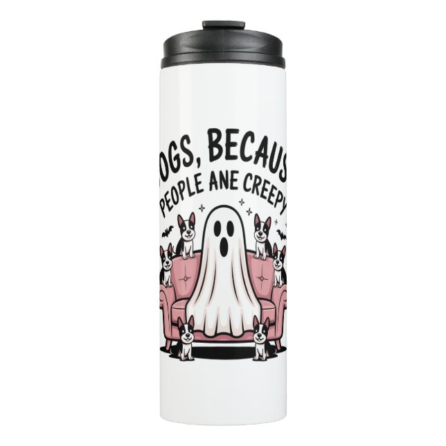 Spooky Halloween Dog Spooky Ghost Thermal Tumbler (Front)