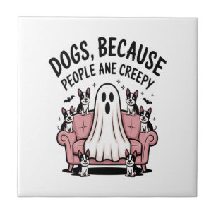 Spooky Halloween Dog Spooky Ghost Tile