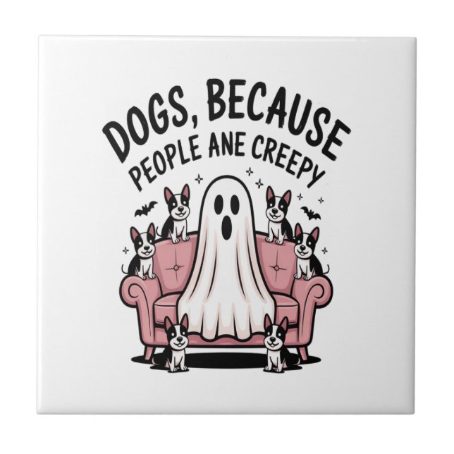 Spooky Halloween Dog Spooky Ghost Tile (Front)
