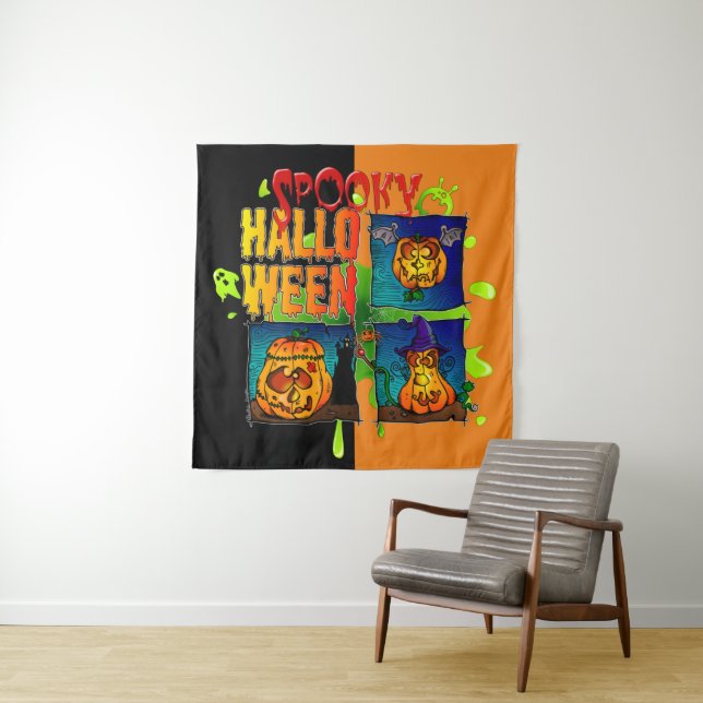 Spooky Halloween Draping Tapestry (In Situ)