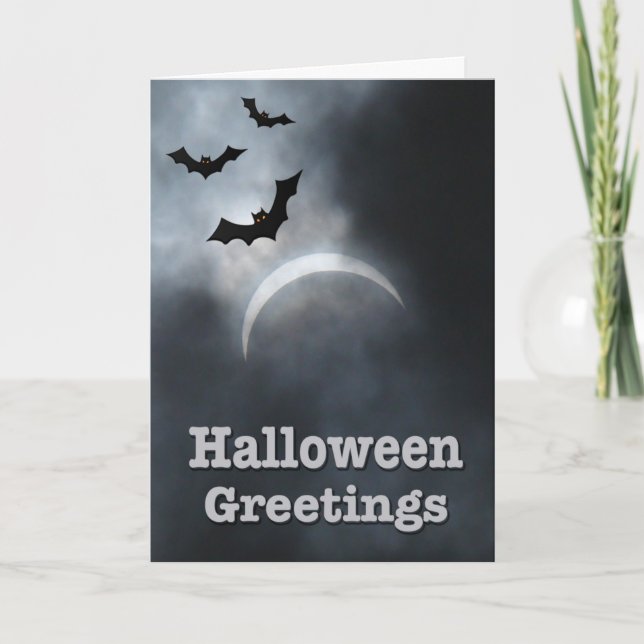 Spooky Halloween Eclipse Greetings Card (Front)