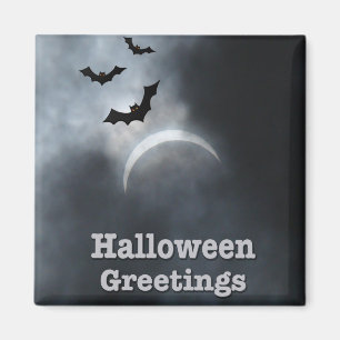 Spooky Halloween Eclipse Greetings Magnet