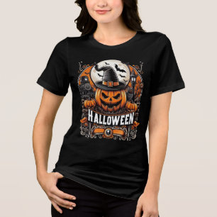 Spooky Halloween Express & Jack-O'-Lantern Witch Tri-Blend Shirt