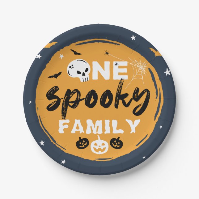 Spooky Halloween Family Matching Trick or Treat Paper Plate (Front)