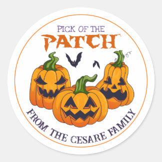 Spooky Halloween Family Pumpkin Patch JackoLantern Classic Round Sticker