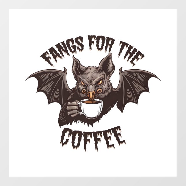 Spooky Halloween Fangs For the Coffee Caffeine  Window Cling (Sheet)