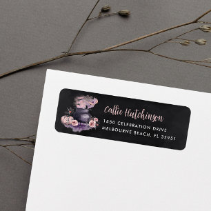 Spooky Halloween Floral Cauldron Return Address