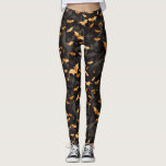 Spooky Halloween Flying Bats Black Orange White Leggings<br><div class="desc">Prepare yourself for Halloween with these creepy,  spooky but cute,  Halloween themed leggings. Covered with little orange flying bats on a black background,  these leggings will bring a little fun to your Halloween style. Created by Simply Farmhouse Press.</div>