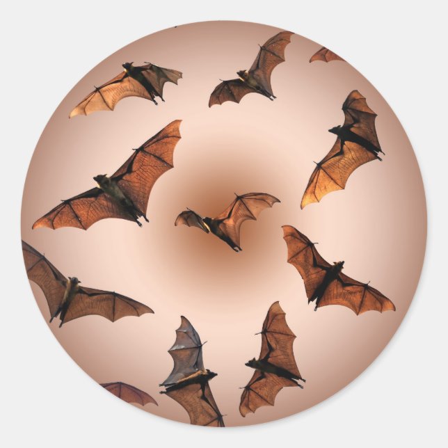 Spooky Halloween Fruit Bats (Flying foxes) Classic Round Sticker (Front)