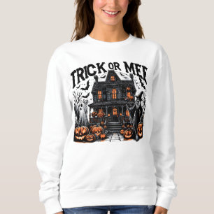 Spooky Halloween gathering with pumpkins Sweatshirt