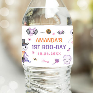 Spooky Halloween Ghost 1st Birthday Party Water Bottle Label