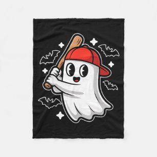 Spooky Halloween Ghost And Bats Baseball Costume G Fleece Blanket