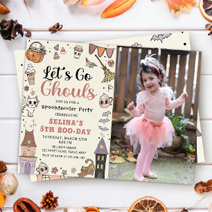 Spooky Halloween Ghost Birthday Let's Go Ghoul  Invitation