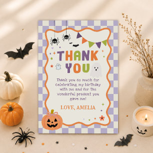 Spooky Halloween Ghost Birthday Thank You Card