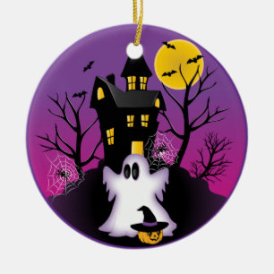 Spooky Halloween Ghost Ceramic Tree Decoration