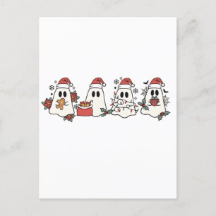 Spooky Halloween Ghost Christmas Lovers Invitation Postcard