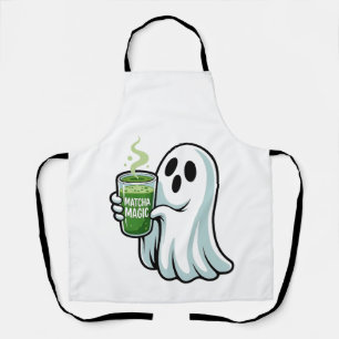 Spooky Halloween Ghost Drinking Matcha Drink Apron