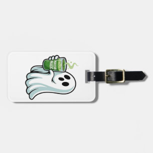 Spooky Halloween Ghost Drinking Matcha Drink  Luggage Tag