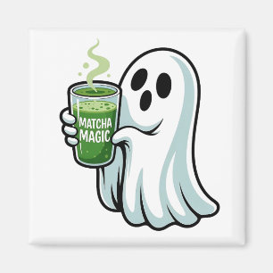 Spooky Halloween Ghost Drinking Matcha Drink  Magnet
