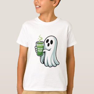 Spooky Halloween Ghost Drinking Matcha Drink T-Shirt