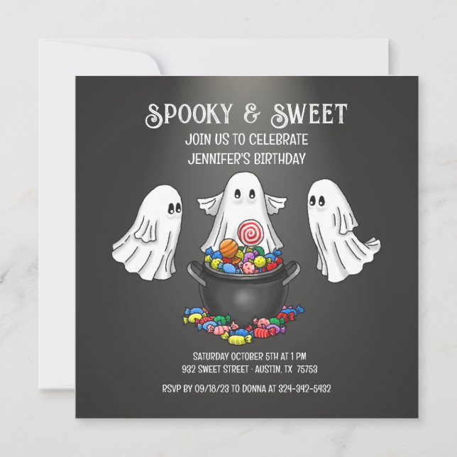 Spooky Halloween Ghost Invitation (Front)