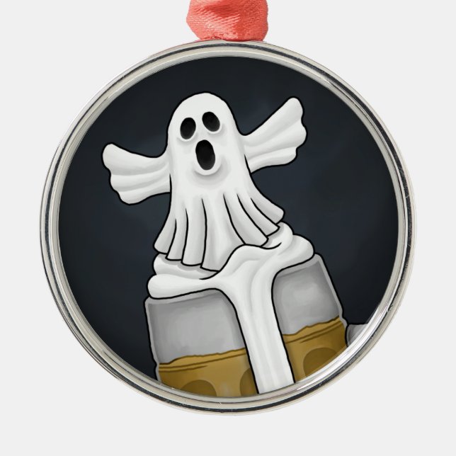 Spooky Halloween Ghost  Metal Tree Decoration (Front)