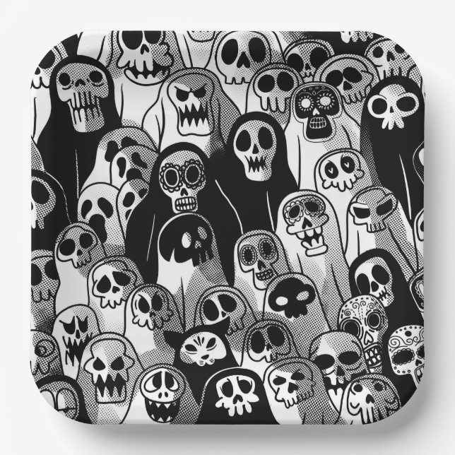 Spooky Halloween Ghost Paper Plate (Front)