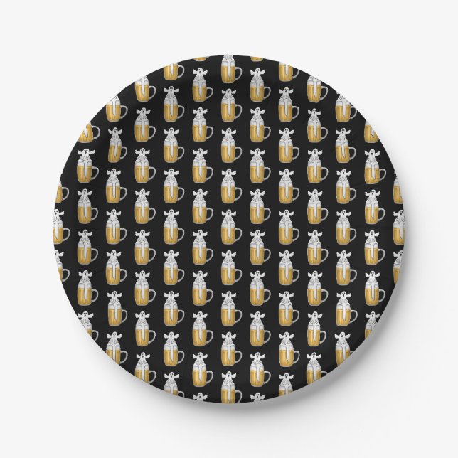 Spooky Halloween Ghost  Paper Plate (Front)