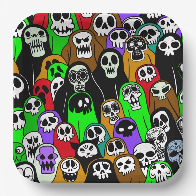 Spooky Halloween Ghost Paper Plates (Front)