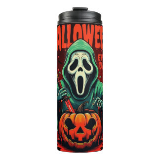 Spooky Halloween Ghost Pumpkin Thermal Mug Tumbler