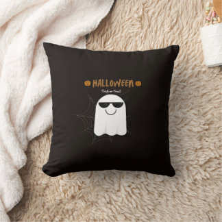 Spooky Halloween Ghost Pumpkin Throw Pillow