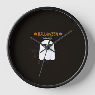 Spooky Halloween Ghost Pumpkin Wall Clock
