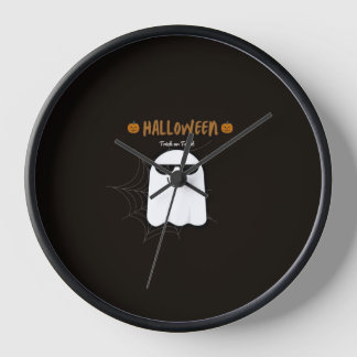 Spooky Halloween Ghost Pumpkin Wall Clock
