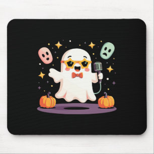 Spooky Halloween Ghost Singer Star With Microphone Mouse Mat