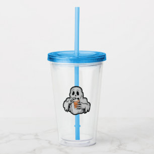 Spooky Halloween Ghost Sippin Pumpkin latte Fall Acrylic Tumbler
