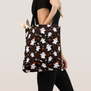 Spooky Halloween Ghost Spiders Candy Tote Bag
