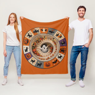 Spooky Halloween Ghost Spiral Staircase Design Fleece Blanket