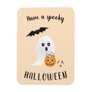 Spooky Halloween Ghost Trick Or Treating Orange Magnet