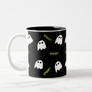 spooky Halloween ghost Two-Tone Coffee Mug