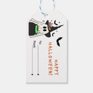 Spooky Halloween ghosts, and bats Gift Tags