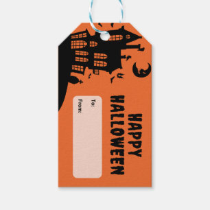 Spooky Halloween ghosts, and bats Gift Tags