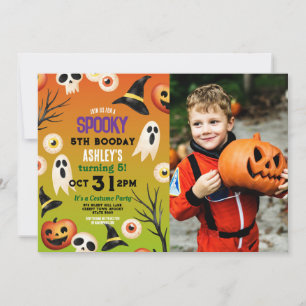 Spooky Halloween Ghosts Birthday Kids Photo Invitation
