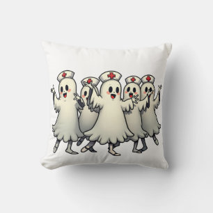 Spooky Halloween Ghosts in Nurse Suits Cushion