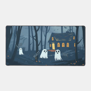 Spooky Halloween Ghosts Wandering in the Wood Desk Mat