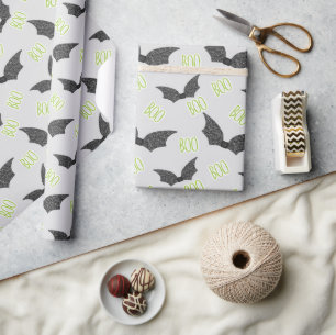 Spooky Halloween Gift Wrap Vintage Witch & Pumpk