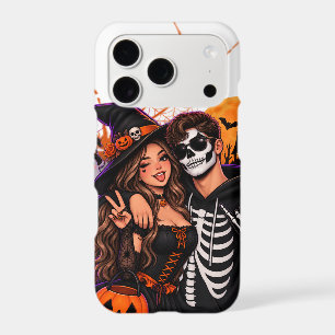 Spooky Halloween Girl & Skeleton Phone Case Cute