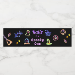 Spooky Halloween Glow Dark Birthday Water Bottle Label